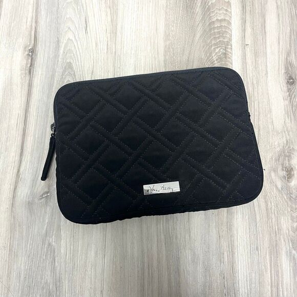 Vera Bradley Black Quilted Zip Around Small Tablet Pouch Case - Picture 1 of 6